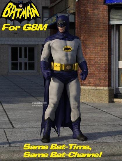 1960年代蝙蝠侠套装Daz3D模型 1960’S Batman Outfit For G8M-后期素材库