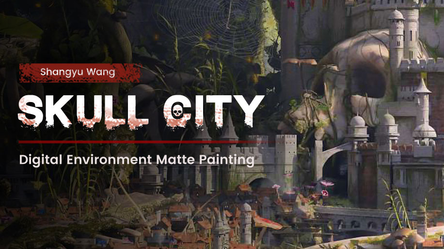 废弃骷髅城堡城市建模制作视频课程 Wingfox – Digital Environment Matte Painting Skull City-后期素材库
