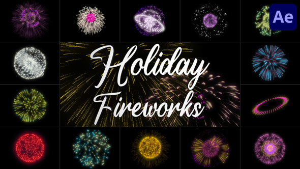 节日烟花特效AE模板 Videohive – Holiday Fireworks for After Effects-后期素材库