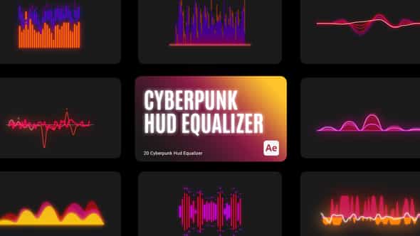 复古赛博朋克HUD音频可视化AE模板 Videohive Cyberpunk HUD Equalizer for After Effects-后期素材库