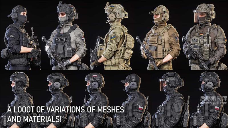 图片[1]-UE模型-国外现代化部队士兵军事人物角色 [UE 4.26–5.0] Modular Soldier Pack-后期素材库