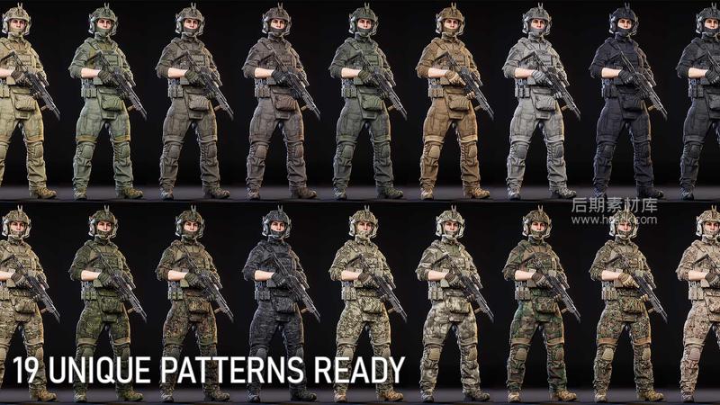 图片[5]-UE模型-国外现代化部队士兵军事人物角色 [UE 4.26–5.0] Modular Soldier Pack-后期素材库