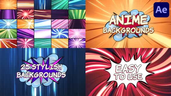 卡通动漫流光速度线背景AE模板 Videohive Anime Backgrounds | After Effects-后期素材库