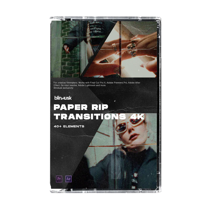 AE/PR预设-胶片烧伤撕纸胶带粘贴过渡效果 Blindusk – Paper Rip Transitions-后期素材库