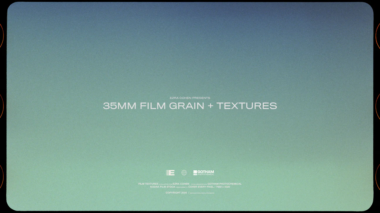 35MM胶片颗粒纹理8K叠加素材 35MM FILM GRAIN + TEXTURES – EZCO-后期素材库