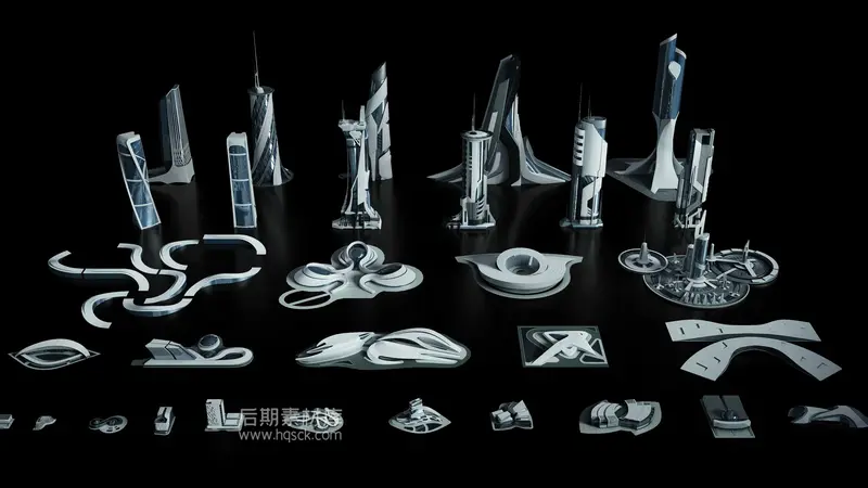 图片[2]-未来科幻几何流线城市建筑3D模型 Kitbash3d – Utopia-后期素材库