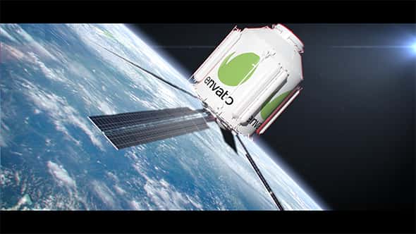 AE模板 – 太空卫星LOGO图标环绕地球飞行模板 VideoHive Your Logo on the Satellite-后期素材库