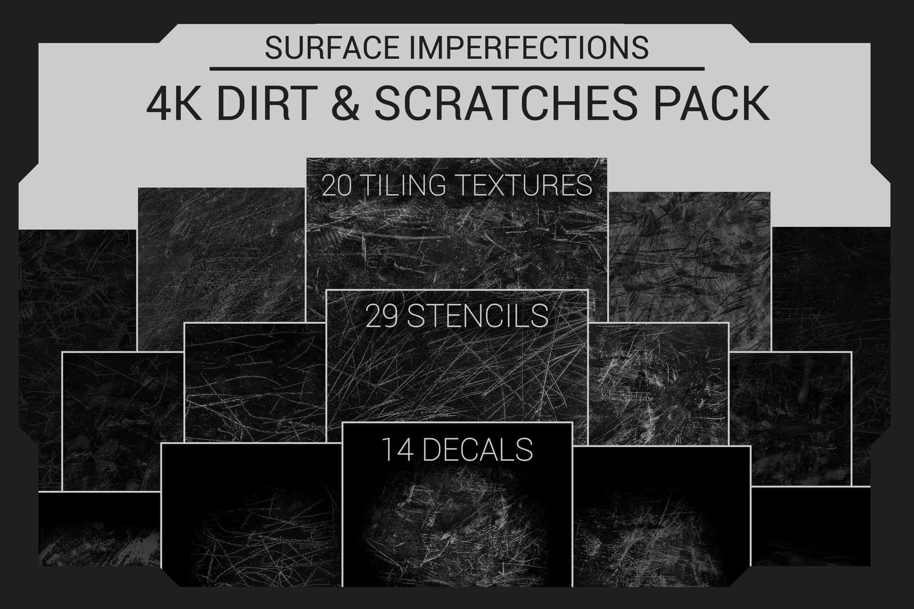 手机汽车枪身污垢划痕纹理 Artstation – Surface Imperfections – Dirt & Scratches Pack-后期素材库