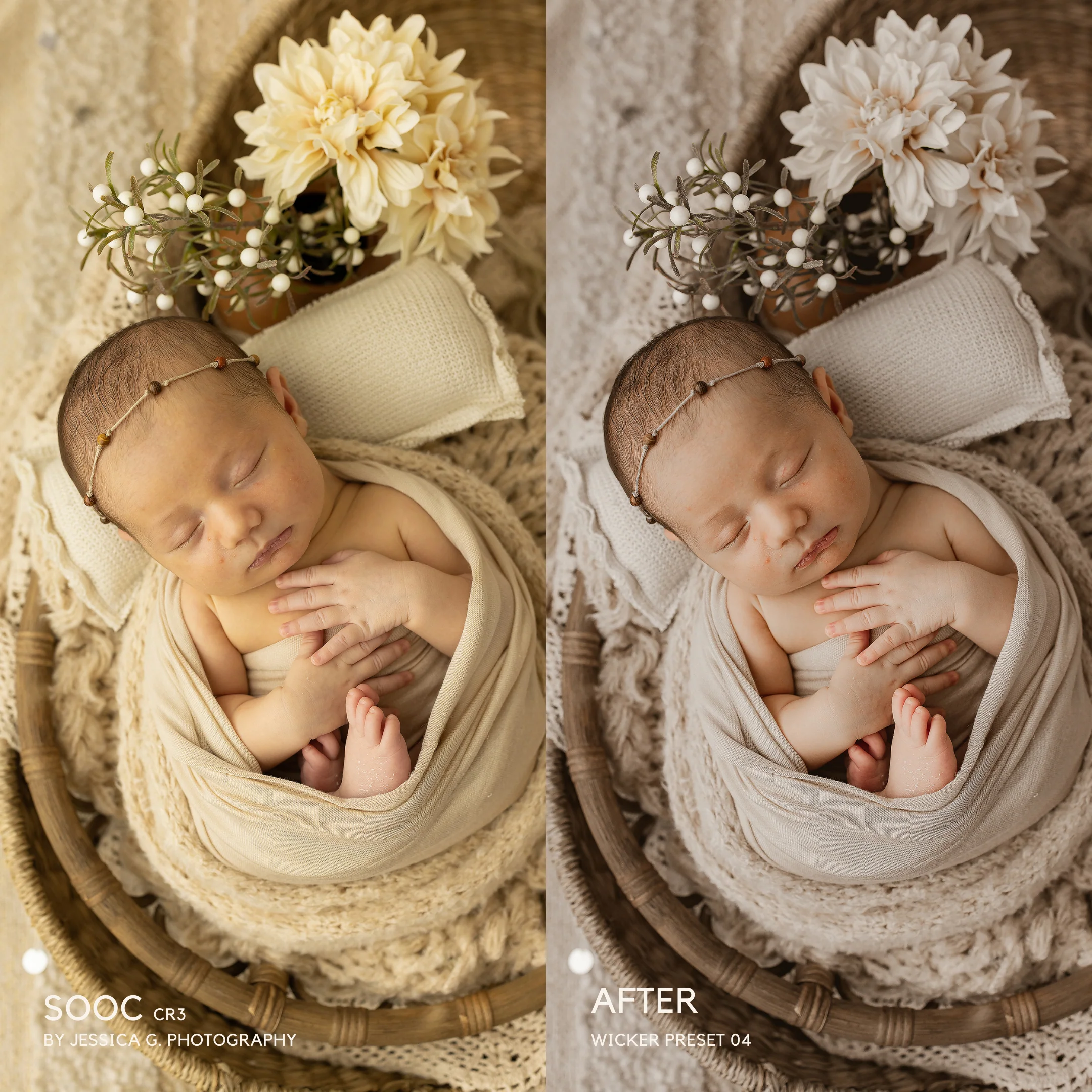 45个新生儿童宝宝奶油柔和自然风格照片LR预设 Wicker Lightroom Presets-后期素材库